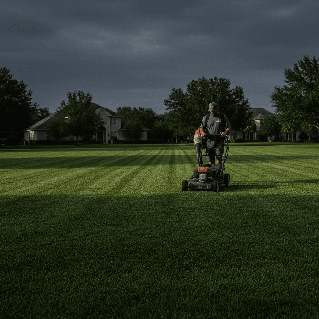 Healthy lawn maintained with professional weed control and fertilizing